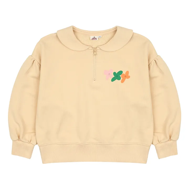 Flower neck sweatshirt | Cream- Product image n°2