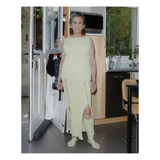 Loulou organic cotton sleeveless cardigan | Anise green