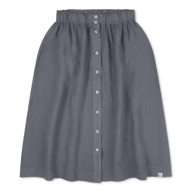 Linen Midi Skirt | Bluish grey