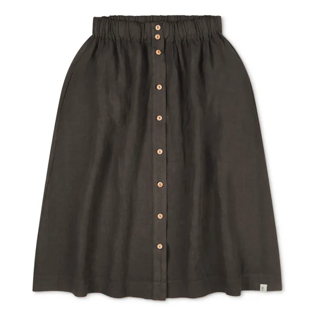 Linen Midi Skirt | Black