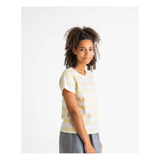 T-shirt Essential Rayures Coton Bio | Jaune pâle