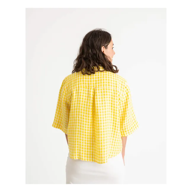 Camisa de cuadros de lino | Amarillo
