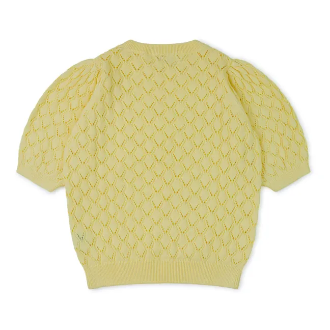 Jersey calado de algodón ecológico | Amarillo palo