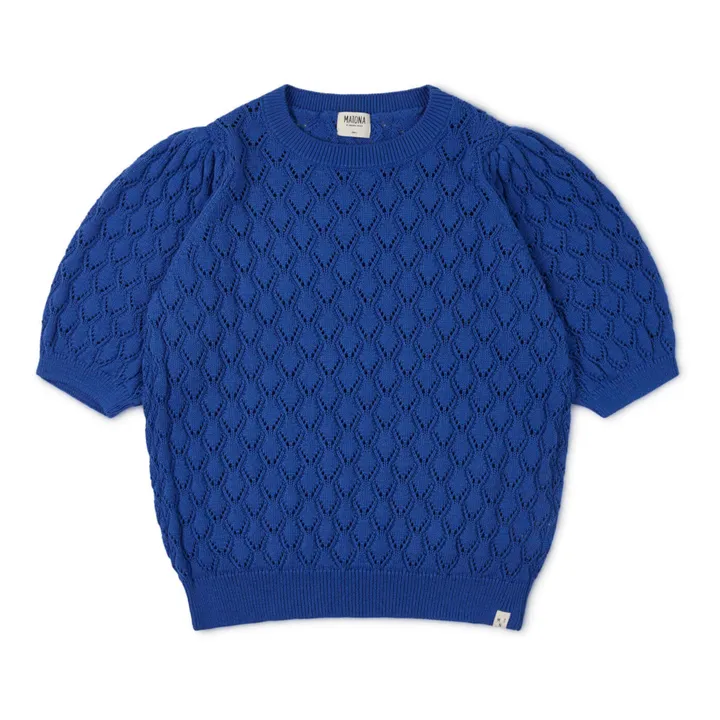 Matona Pullover mit Ajourmuster aus Bio-Baumwolle Königsblau