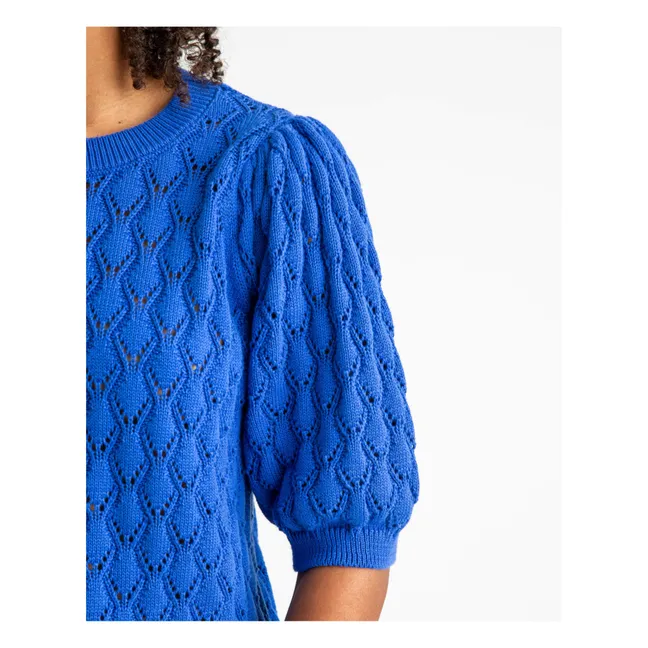 Organic cotton openwork sweater | Royal blue