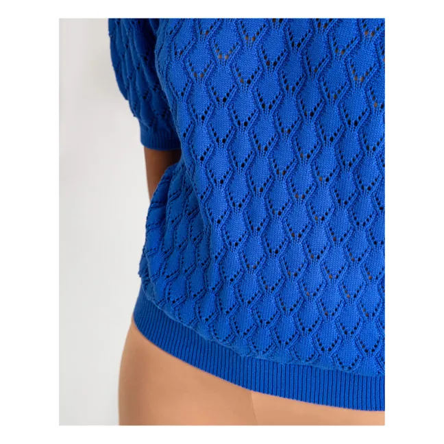 Jersey calado de algodón ecológico | Azul Rey
