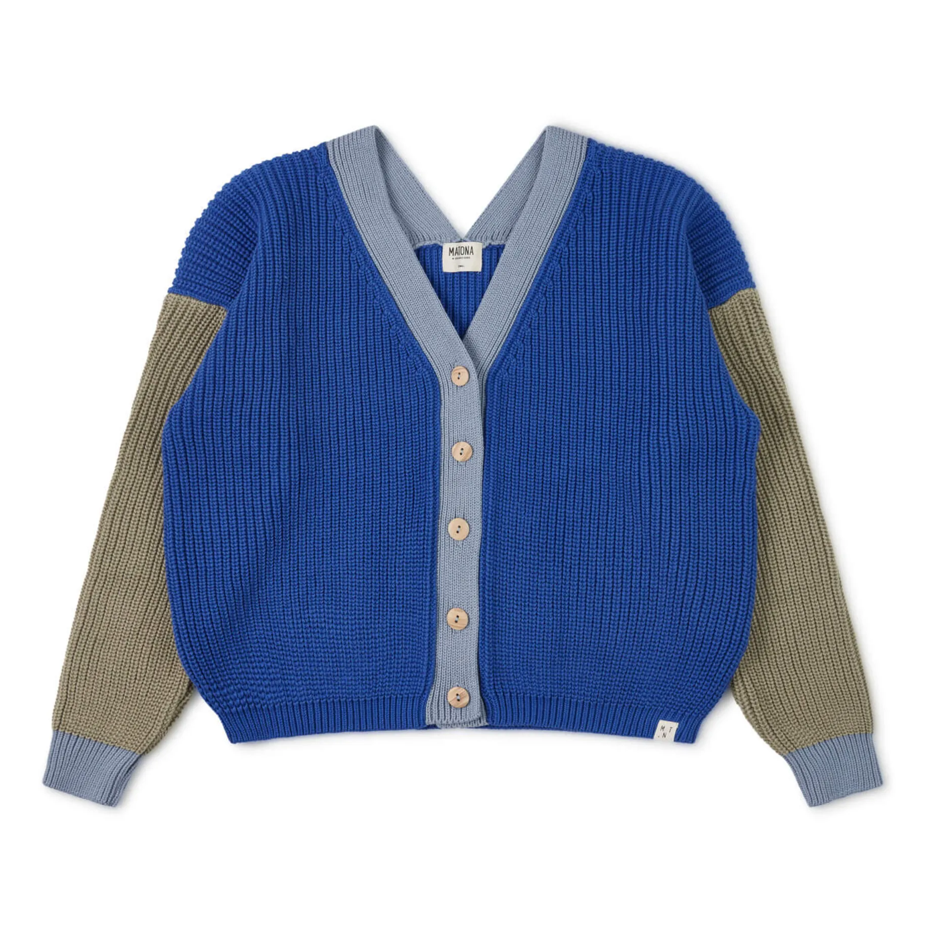 Matona Royal Blue Color Block Organic Cotton Cardigan