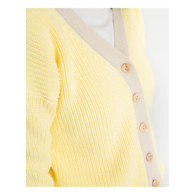 Color Block Organic Cotton Cardigan | Yellow