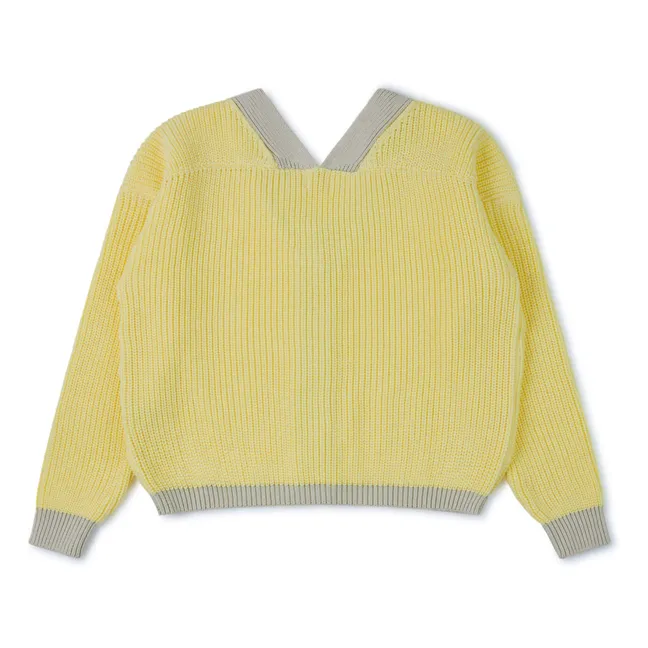 Color Block Organic Cotton Cardigan | Yellow