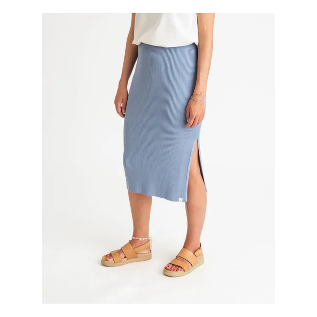 Organic cotton knit skirt | Blue