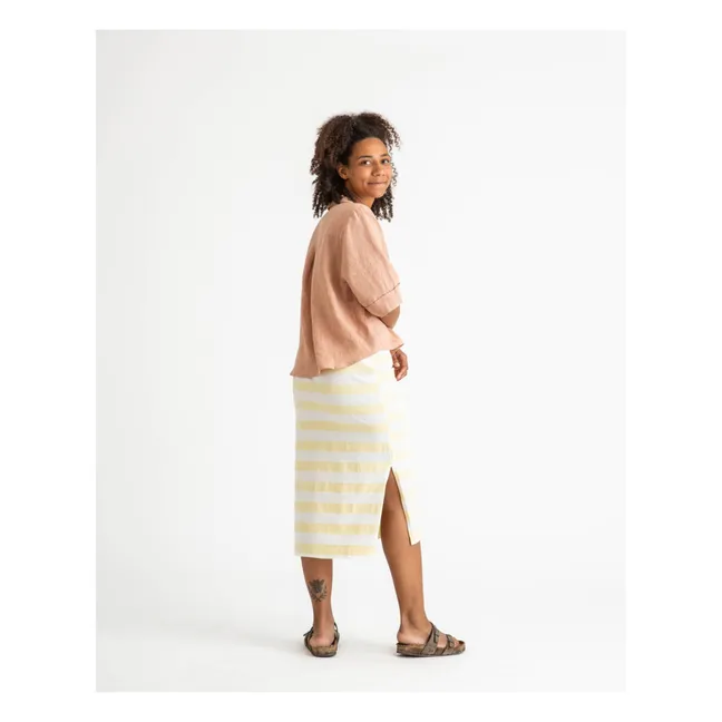 Jersey Skirt Stripes Organic Cotton | Pale yellow