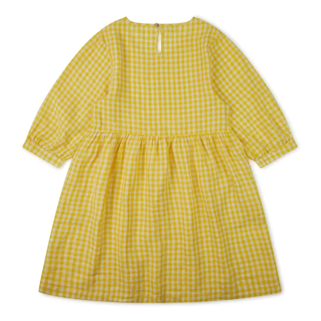 Day Dress Linen Check | Mustard
