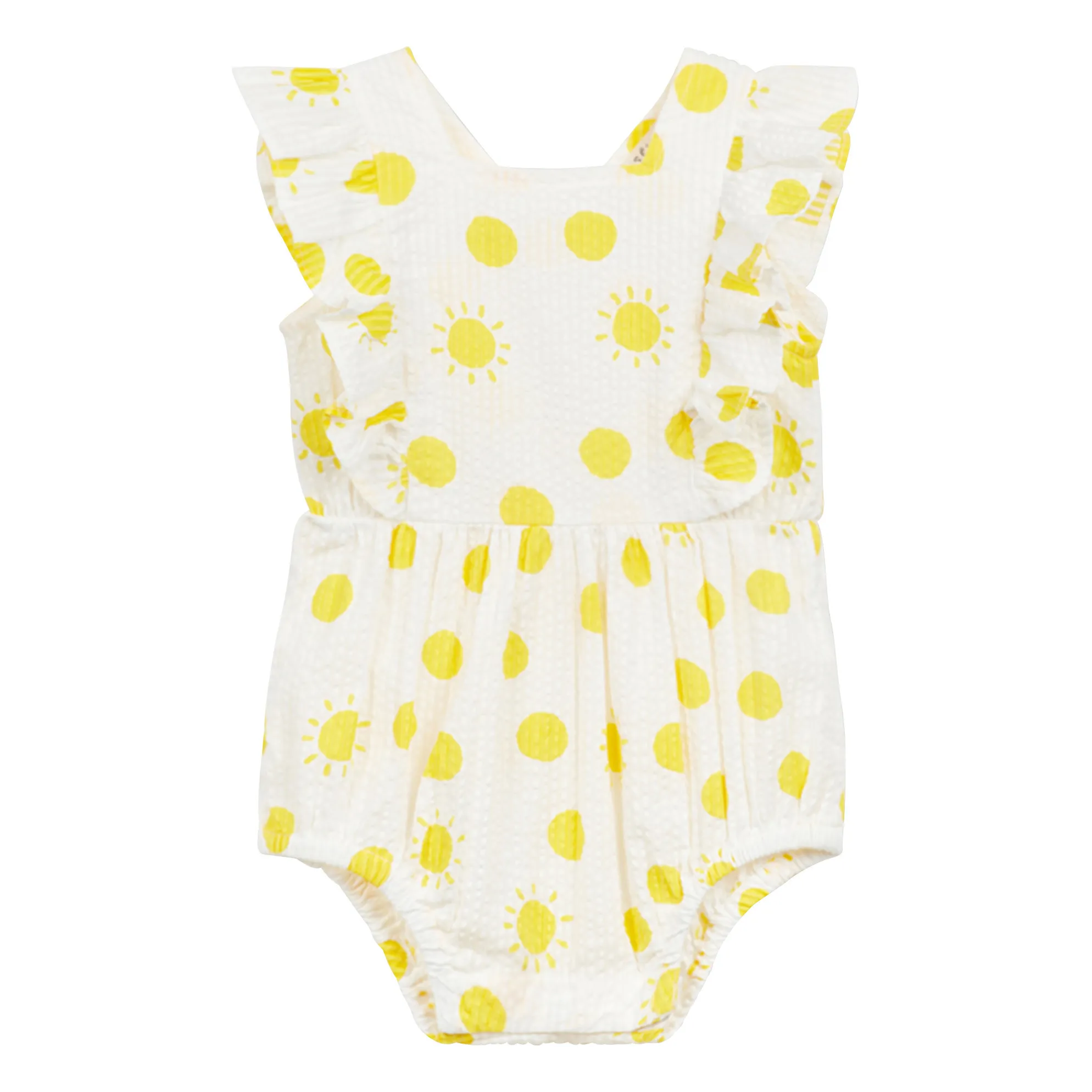 Arsène Et Les Pipelettes Yellow Fayga Seersucker Romper