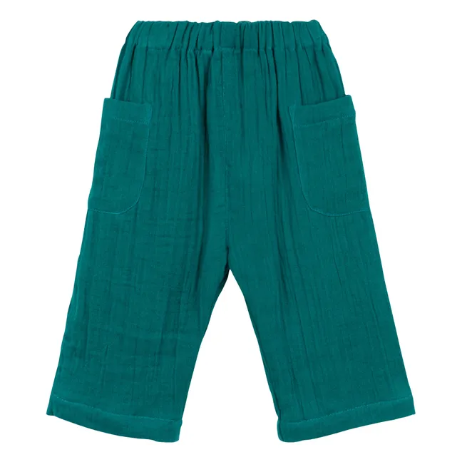 Pantalones de doble velo de algodón Femi | Azul Pato