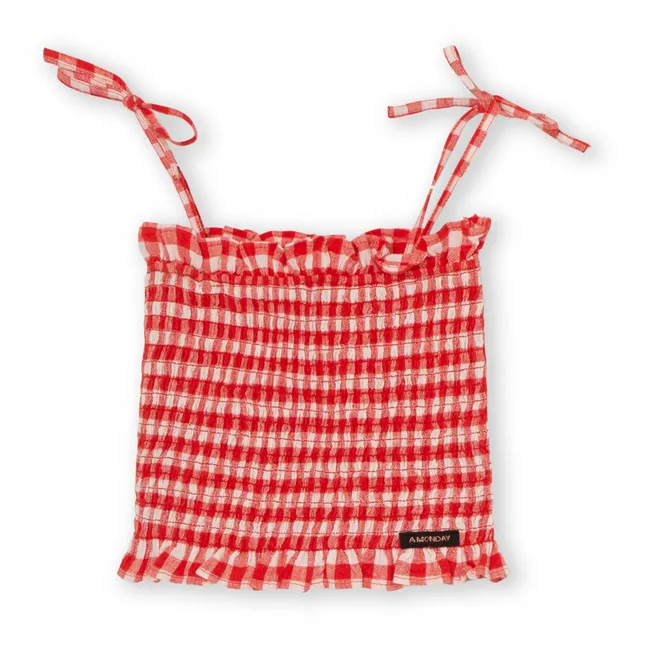 Polly Vichy Organic Cotton Top | Red