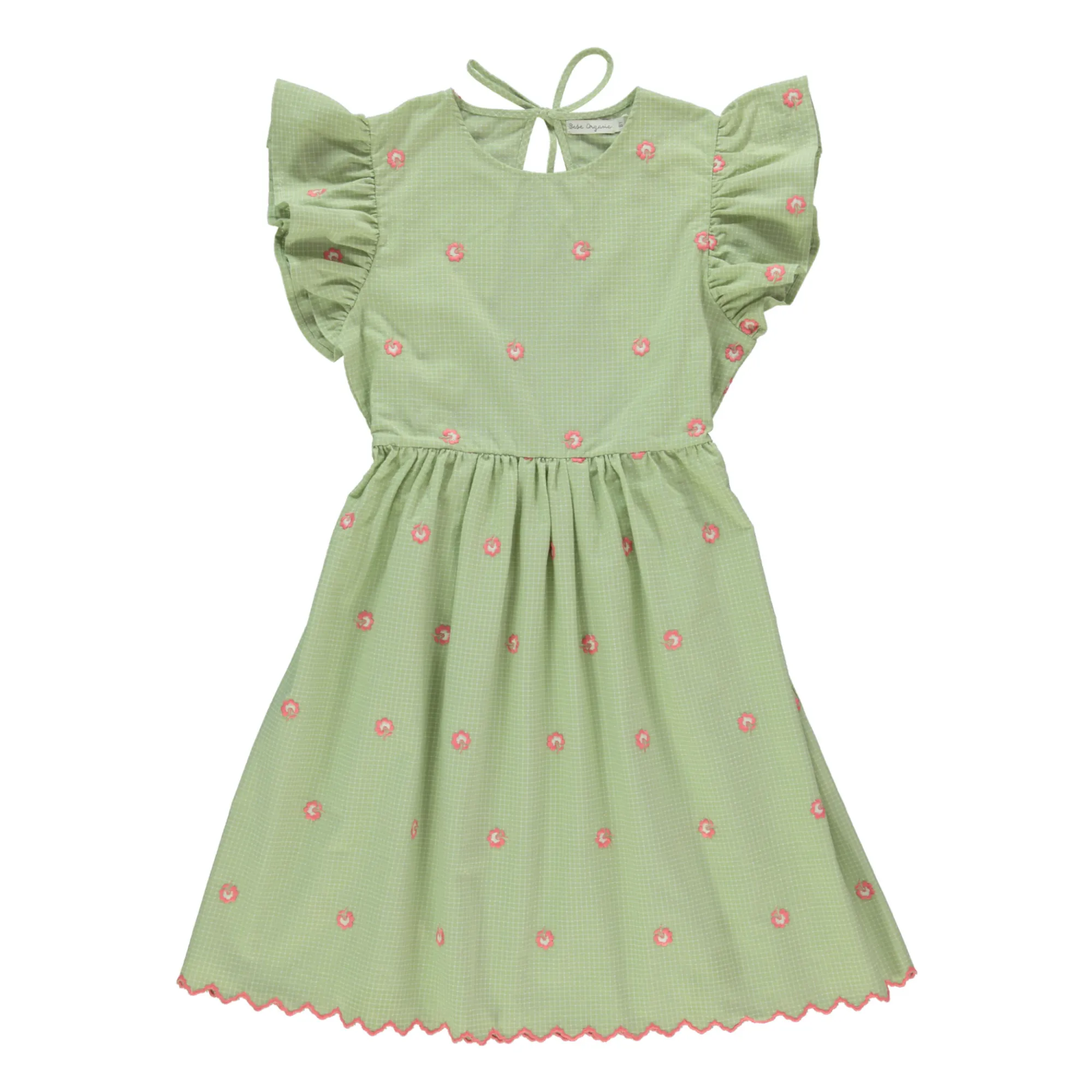 Bebe Organic Almond Green Pipa Check Dress