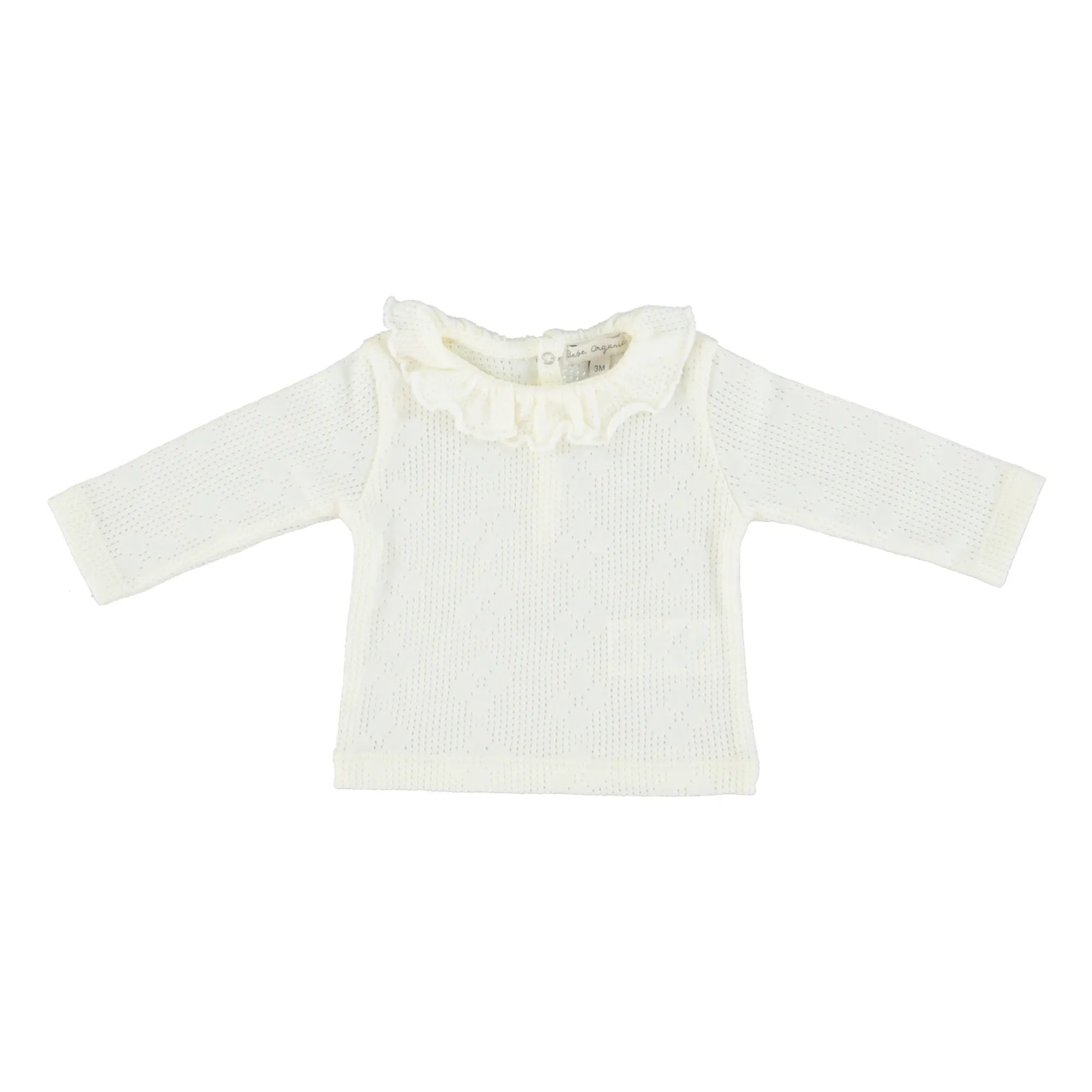 Bebe Organic White Bloom Fine Mesh Openwork Top