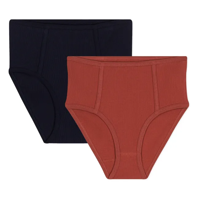 Set of 2 High Waisted Briefs - Women's Collection | Navy blue