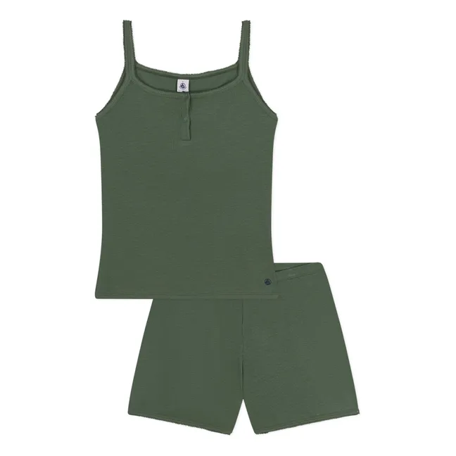Pantaloncini del pigiama a coste Madalena - Collezione Donna | Verde militare