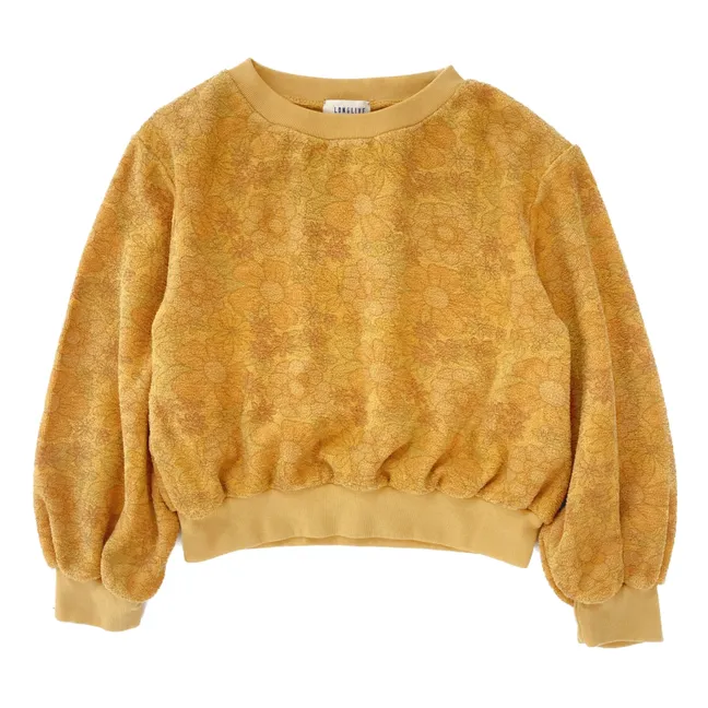 Sweat Fleuri Eponge | Jaune moutarde