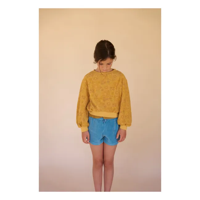 Sweat Fleuri Eponge | Jaune moutarde