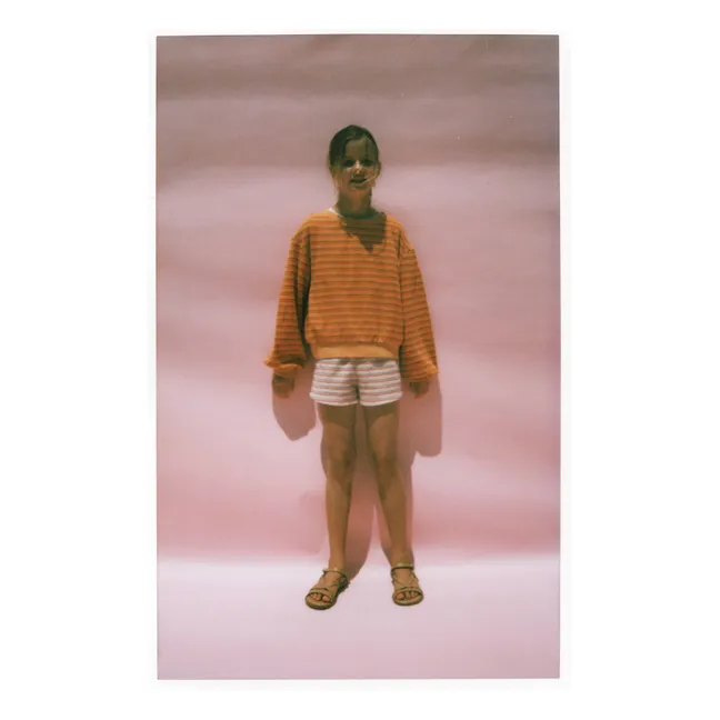 Frottee-Streifen-Shorts | Rosa