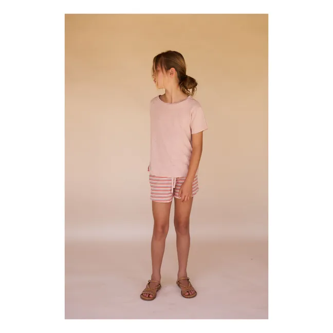 Frottee-Streifen-Shorts | Rosa