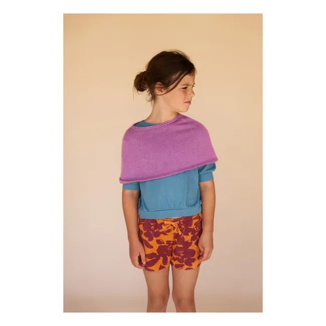 Frottee-Blumen-Shorts | Orange