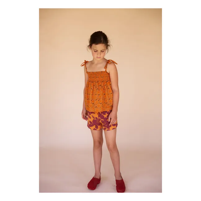 Pantalones cortos de flores de esponja | Naranja