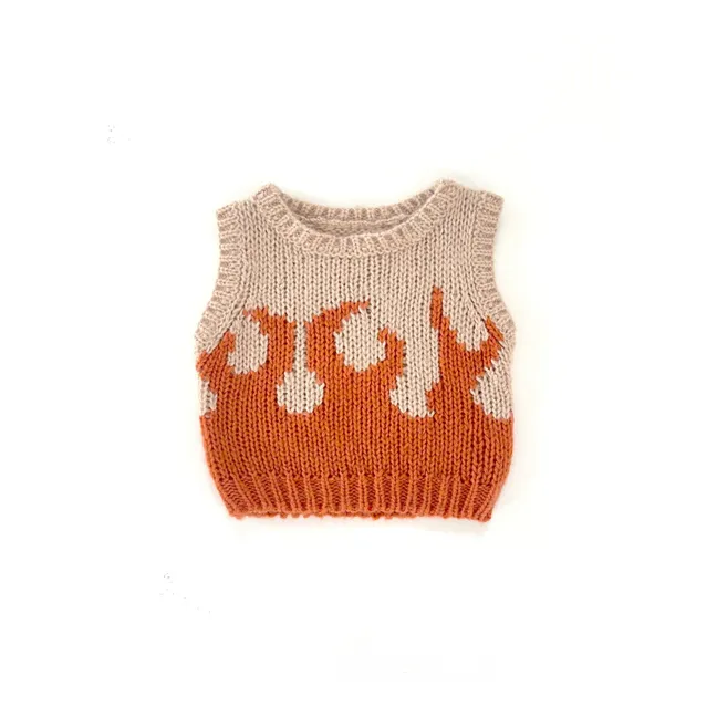 Flame Sleeveless Sweater | Orange