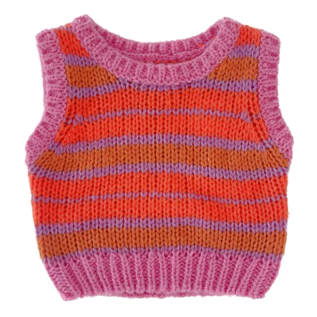 Striped Sleeveless Sweater | Mauve