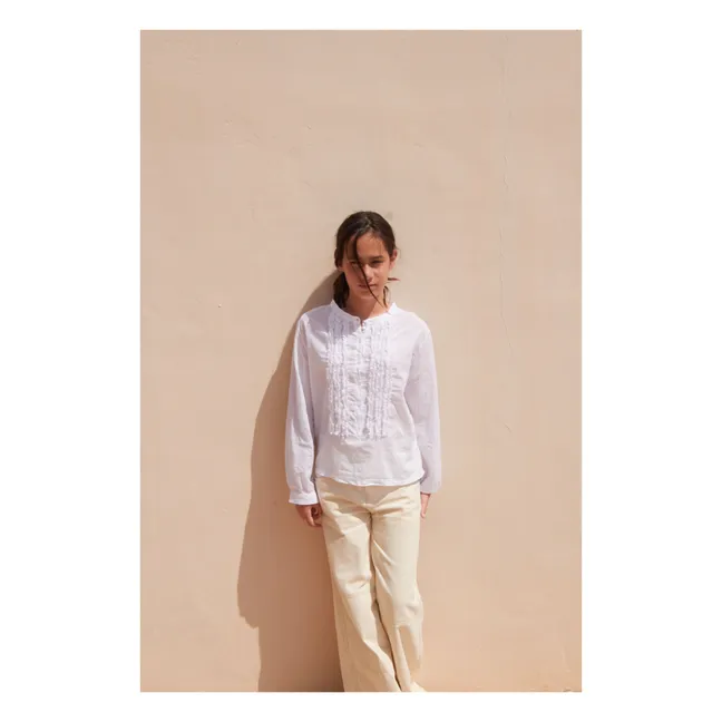 Geraffte Bluse | Weiß