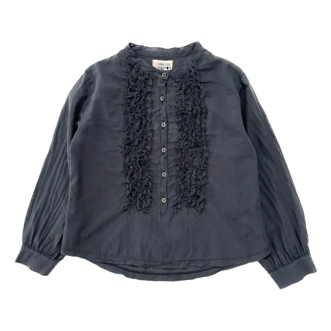 Shirred blouse | Midnight blue