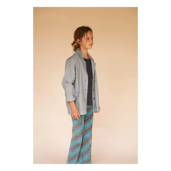 Striped Trousers | Peacock blue