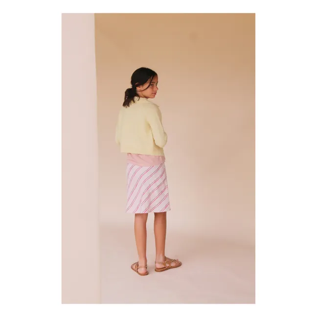 Striped Linen Skirt | White