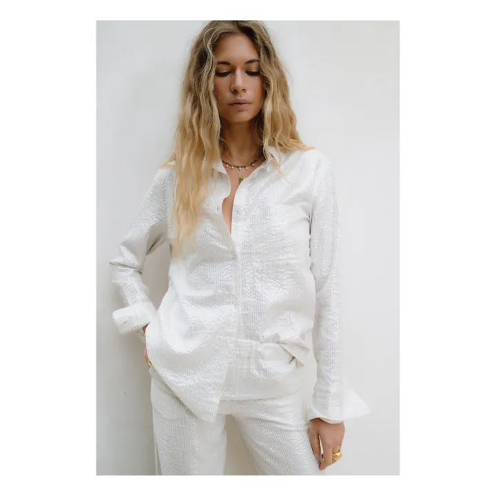 Pantalon Mojito Rayures Métallisées | Argenté- Image produit n°7