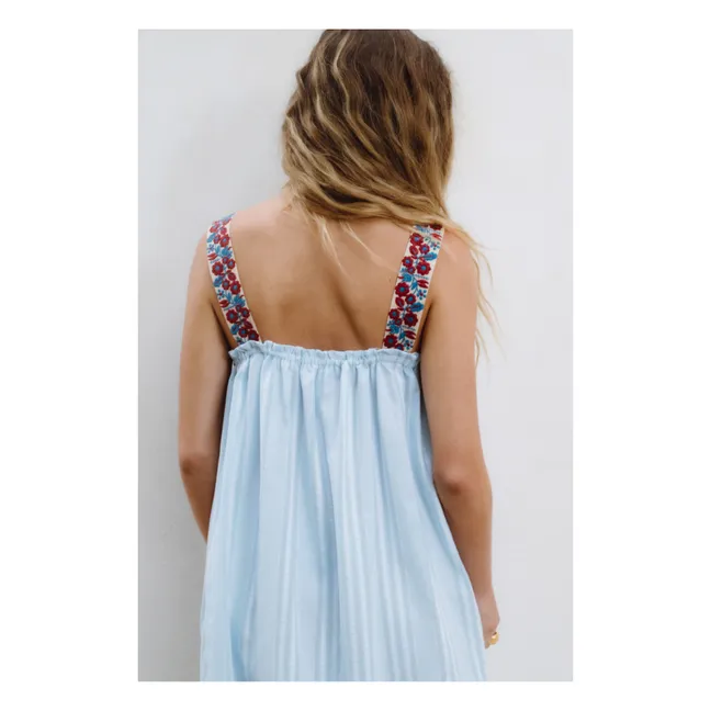 Kleid Mojito Stickerei Streifen | Hellblau