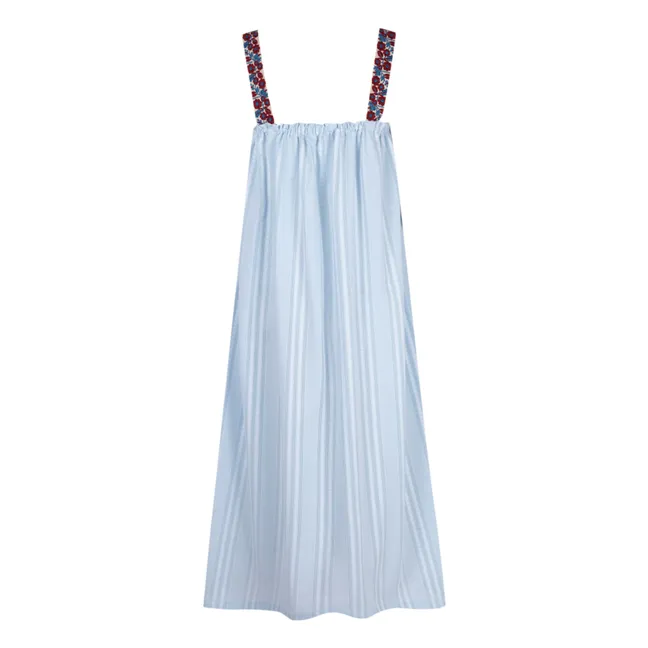 Mojito Embroidered Stripes Dress | Light blue