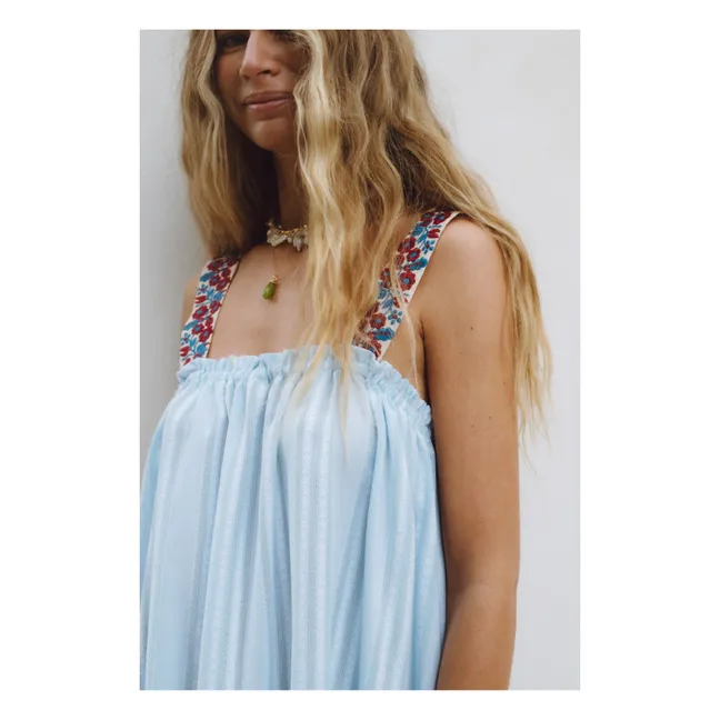 Kleid Mojito Stickerei Streifen | Hellblau