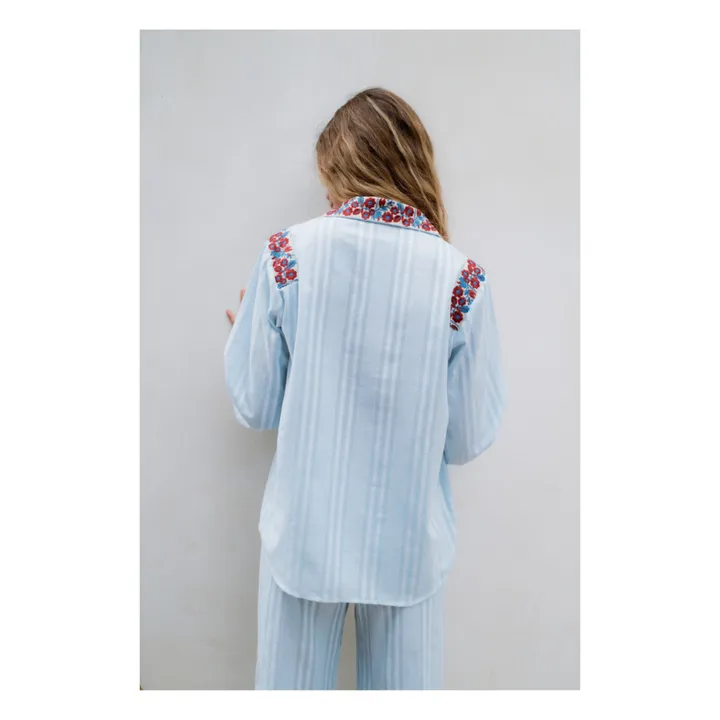 Chemise Mojito Broderies Rayures | Bleu ciel- Image produit n°3