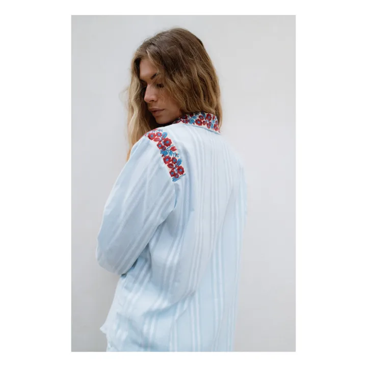 Chemise Mojito Broderies Rayures | Bleu ciel- Image produit n°4