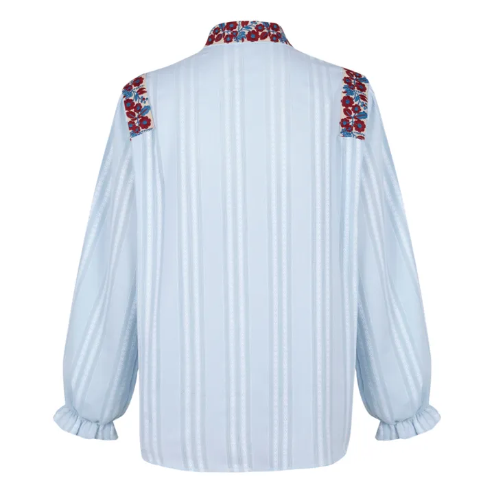 Chemise Mojito Broderies Rayures | Bleu ciel- Image produit n°5