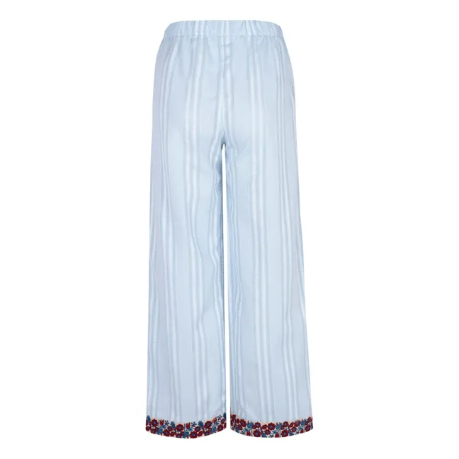 Pantaloni Mojito con strisce ricamate | Azzurro
