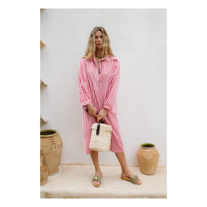 Bellini Striped Shirt Dress | Red- Product image n°1