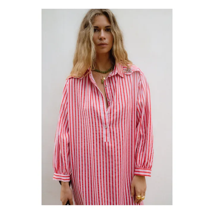 Bellini Striped Shirt Dress | Red- Product image n°4
