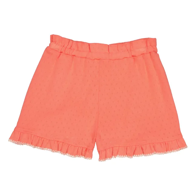 Matilda Pointelle Pantalones cortos de algodón orgánico | Coral