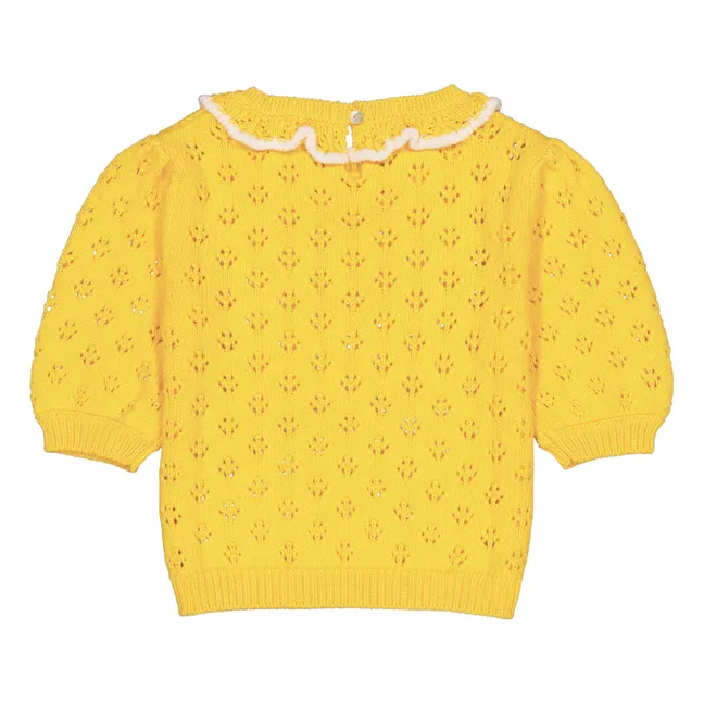 Clarinet Pointelle Organic Cotton Sweater | Yellow