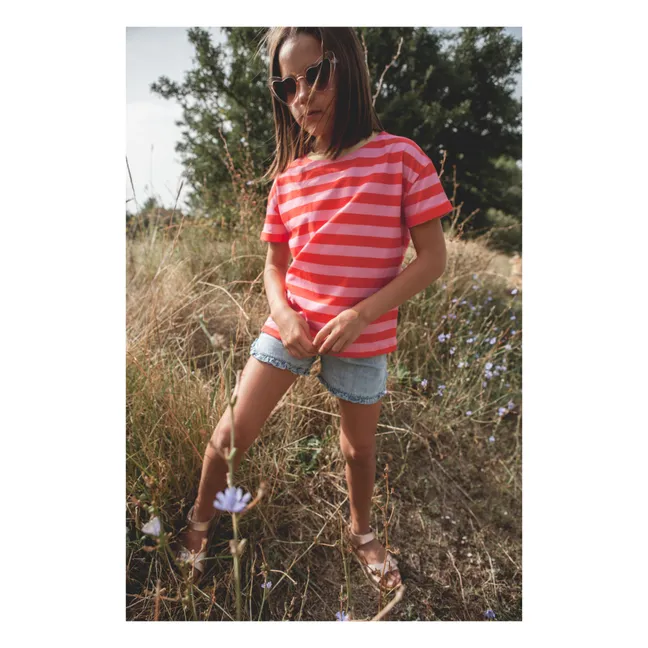 Striped Mini Amore T-shirt | Candy pink