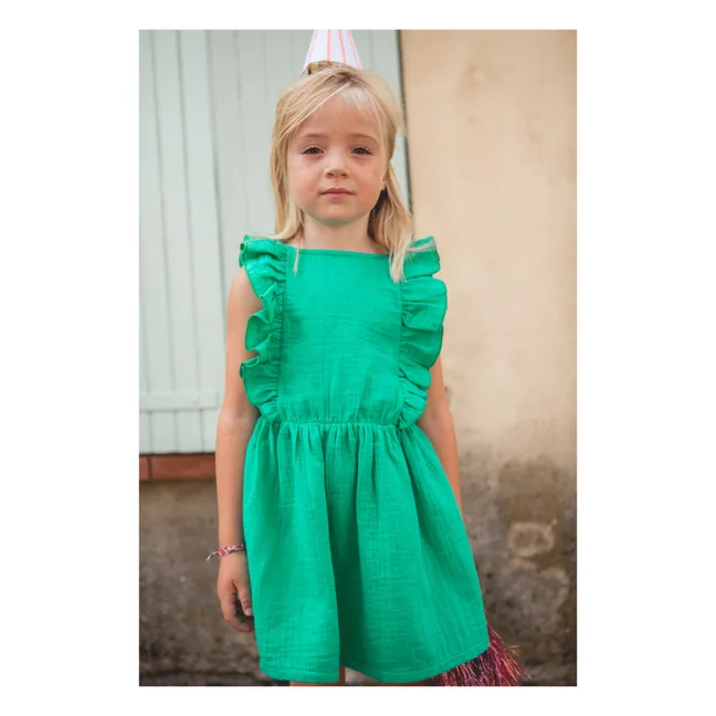 Vestido de gasa de algodón Elie | Verde