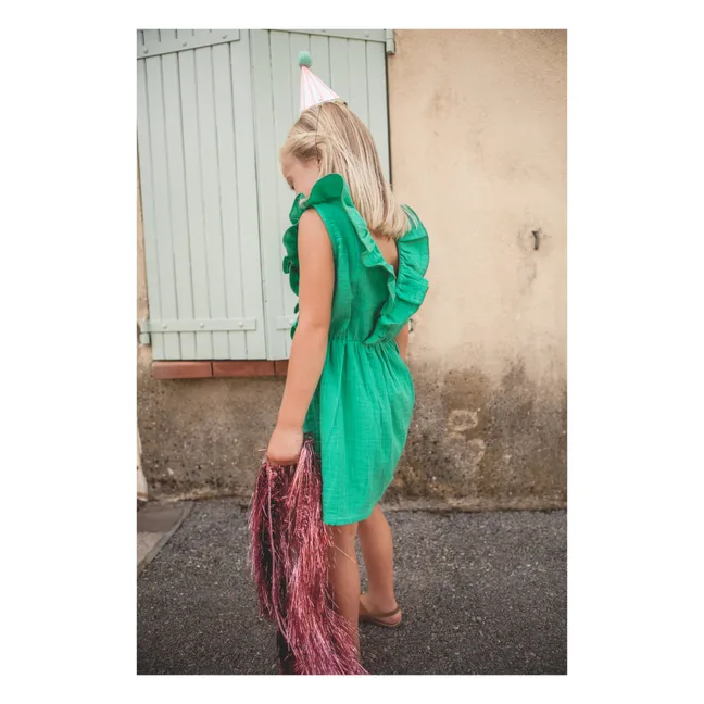 Vestido de gasa de algodón Elie | Verde